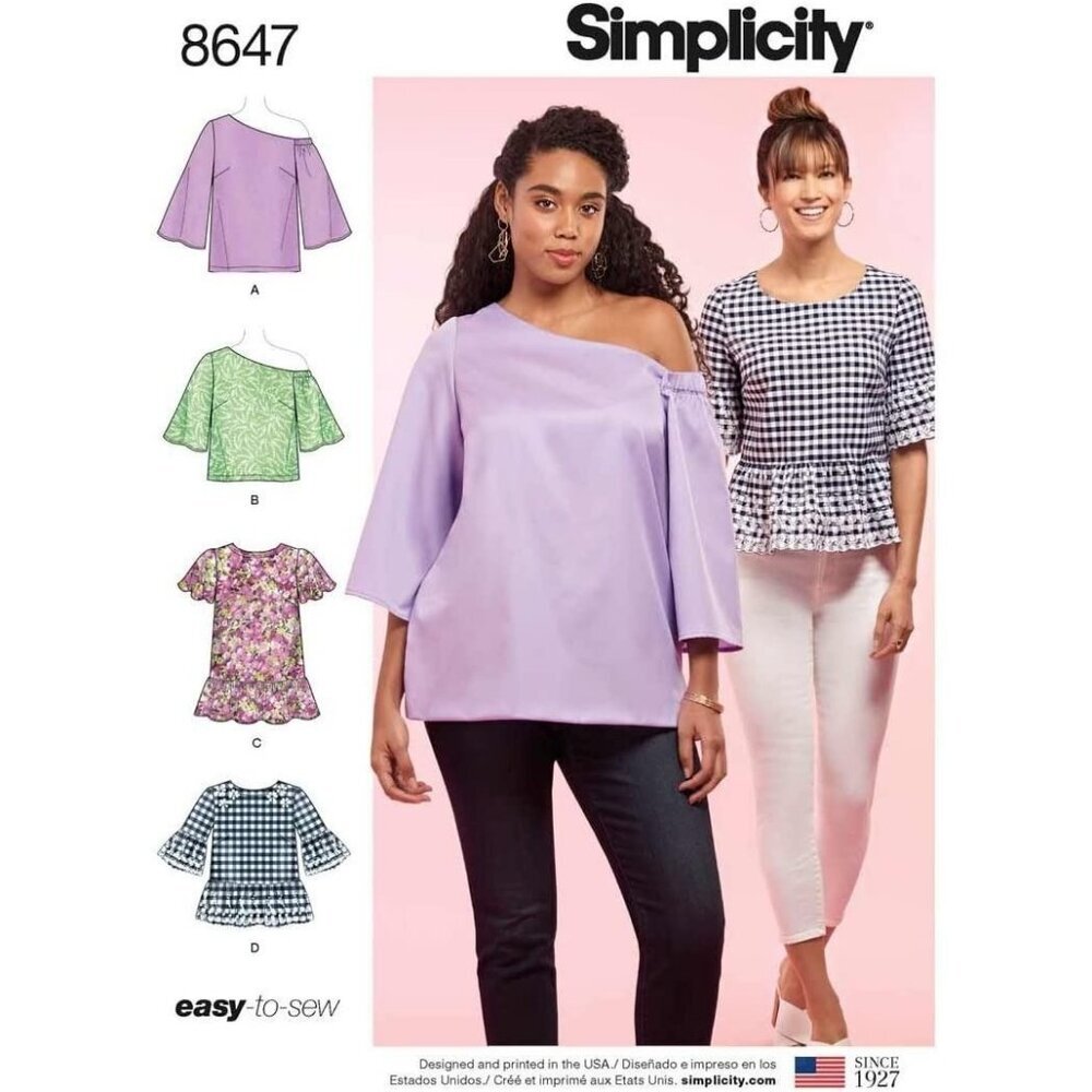 Simplicity Sewing Pattern 8647 Top Tunic Shirt‎ Blouse Misses Size 10-18